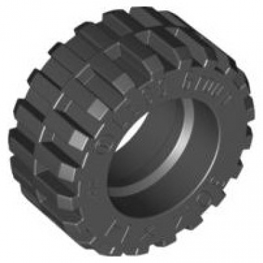 black tire 30.4 x 14 offset tread - band around center of tread