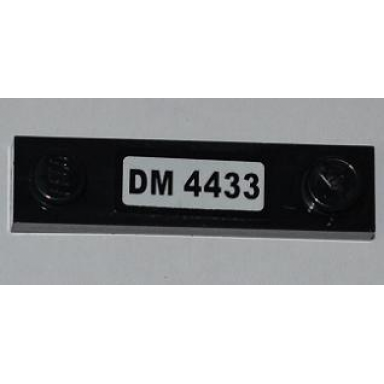 black plate modified 1 x 4 with 2 studs without groove with dm 4433 pattern sticker - set 4433
