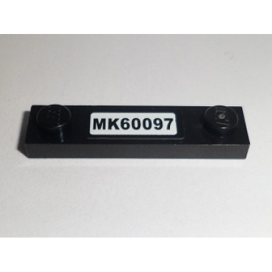 black plate modified 1 x 4 with 2 studs without groove with mk60097 pattern sticker - set 60097