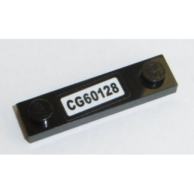 black plate modified 1 x 4 with 2 studs without groove with cg60128 pattern sticker - set 60128