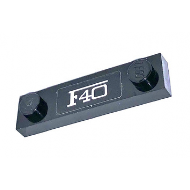 black plate modified 1 x 4 with 2 studs without groove with white f40 pattern sticker - set 75890