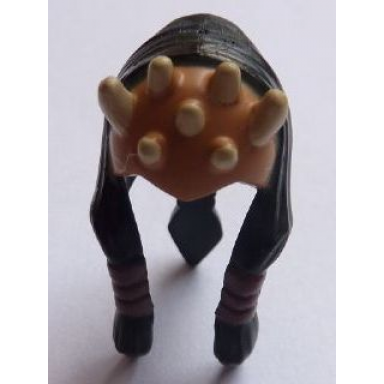 black minifigure headgear headdress sw zabrak front skull spikes and hair eeth koth pattern
