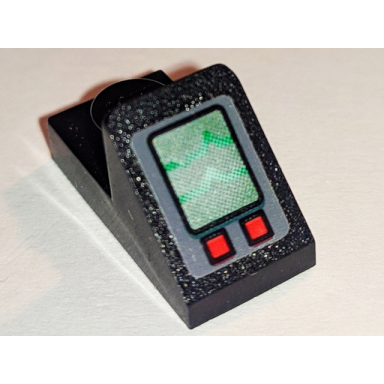 black slope 45 2 x 1 with 2 3 cutout with screen and 2 red buttons pattern sticker - set 70605