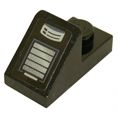 black slope 45 2 x 1 with 2 3 cutout with control console with silver speaker grille pattern sticker - set 76911