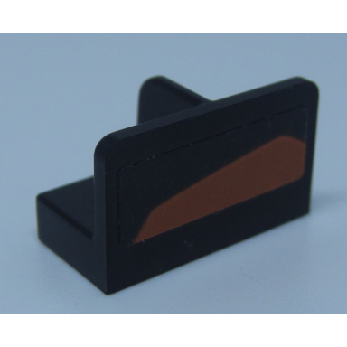 black panel 1 x 2 x 1 with rounded corners and center divider with orange polygon pattern model right side sticker - set 75892