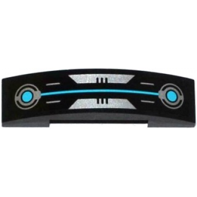 black slope curved 4 x 1 x 2 3 double with silver and medium azure circuitry pattern sticker - set 70173