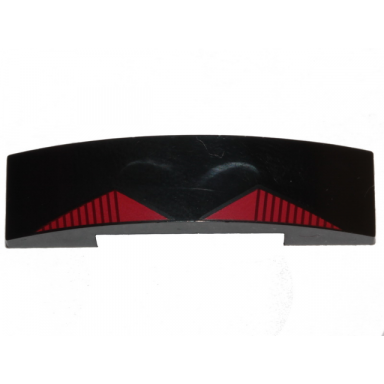 black slope curved 4 x 1 x 2 3 double with 2 red triangles with black lines pattern brickheadz sith trooper helmet visor