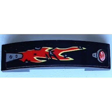 black slope curved 4 x 1 x 2 3 double with taillight bright light yellow and red flames pattern model left side sticker - set 70421