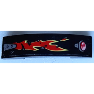 black slope curved 4 x 1 x 2 3 double with taillight bright light yellow and red flames pattern model right side sticker - set 70421