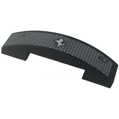 black slope curved 4 x 1 x 2 3 double with silver ferrari logo on dark silver grille pattern sticker - set 76914