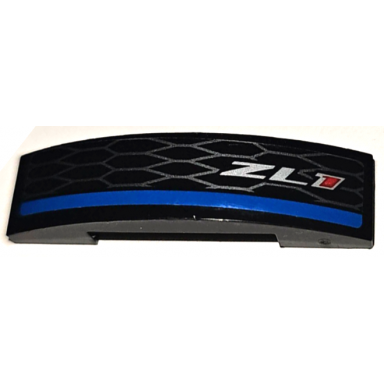 black slope curved 4 x 1 x 2 3 double with silver grille blue stripe and zl1 pattern sticker - set 75891