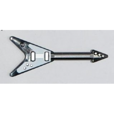 black minifigure utensil musical instrument guitar electric flying v with white pickguard pattern