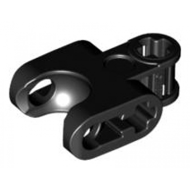black technic axle connector 2 x 3 with ball joint socket - closed sides straight forks with open axle holes