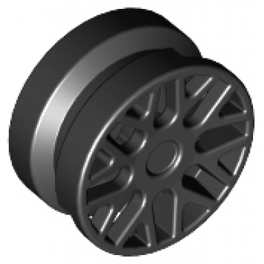 black wheel 11mm d x 6mm with 8 y spokes