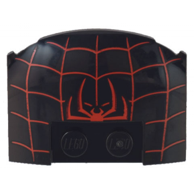 black wedge 3 x 4 x 2 3 triple curved with red spider half and web pattern