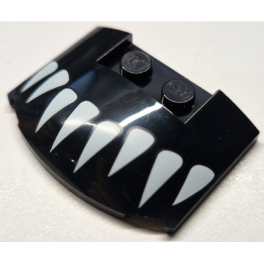 black wedge 3 x 4 x 2 3 triple curved with 8 sharp white teeth pattern venomized groot upper jaw