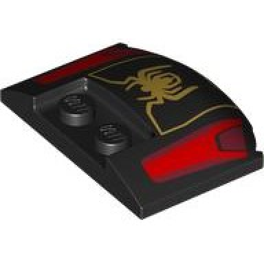 black wedge 3 x 4 x 2 3 triple curved with gold spider logo and red and dark red panels pattern