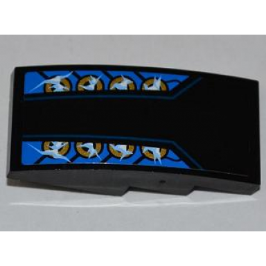 black slope curved 4 x 2 with 8 gold semicircles and electric sparks pattern sticker - set 9442