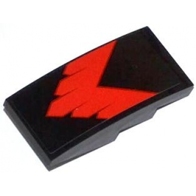 black slope curved 4 x 2 with red v-shaped stripe pattern sticker - set 76011