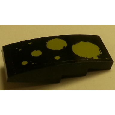 black slope curved 4 x 2 with olive green splashes on black background pattern model left side sticker - set 70133