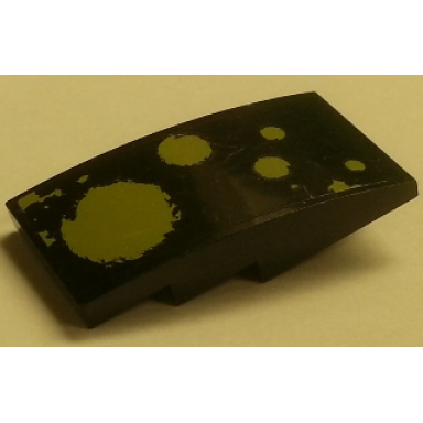black slope curved 4 x 2 with olive green splashes on black background pattern model right side sticker - set 70133
