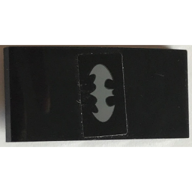 black slope curved 4 x 2 with silver batman logo on black background pattern sticker - set 70907