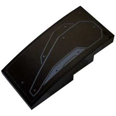 black slope curved 4 x 2 with metal plates and rivets pattern model right side sticker - set 76160