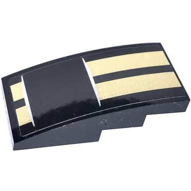 black slope curved 4 x 2 with two gold stripes pattern sticker - set 75884