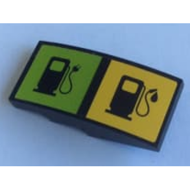 black slope curved 4 x 2 with electric charging point and gas fuel pump pattern sticker - set 60132