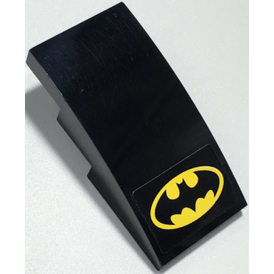 black slope curved 4 x 2 with yellow batman logo pattern sticker - set 76034