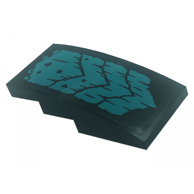 black slope curved 4 x 2 with dark turquoise chevrons and spots pattern sticker - set 71755