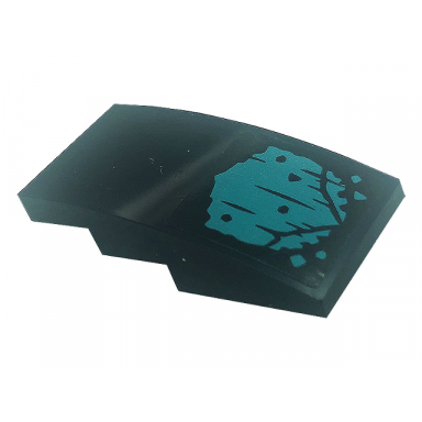 black slope curved 4 x 2 with dark turquoise patches and spots pattern sticker - set 71755