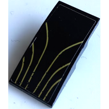 black slope curved 4 x 2 with 6 curved gold lines pattern sticker - set 70674