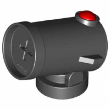 black duplo cannon shooting with axle hole red firing button and matching color base