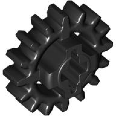 black technic gear 16 tooth - axle hole with closed sides