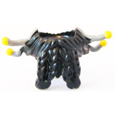 black minifigure beard braided with hair in back and four gray and yellow ends pattern
