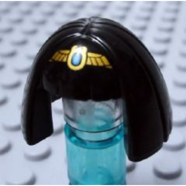 black minifigure hair female mid-length smooth with bangs and gold tiara pattern egyptian queen