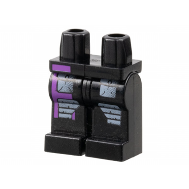 hips and legs with light gray pockets and knee pads purple stripe pattern