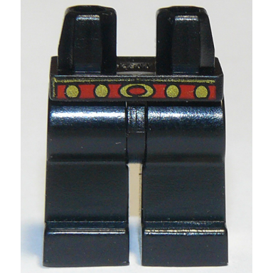 hips and legs with red belt with gold buckle and dots pattern