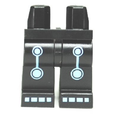 black hips and legs with medium blue circles and squares batman electro pattern