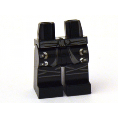black hips and legs with dark bluish gray sash knee wrappings and straps with silver buckles pattern