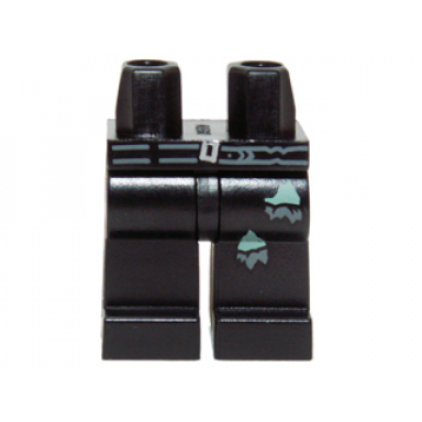 black hips and legs with belt and torn sections on left leg pattern