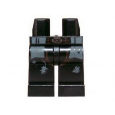 black hips and legs with dark bluish gray coattails tattered chaps and belt buckle pattern