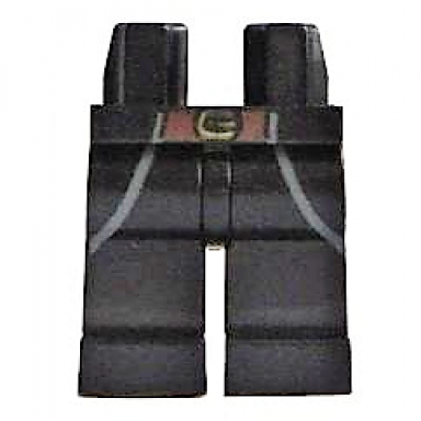 black hips and legs with brown belt with gold buckle and coattails outline pattern