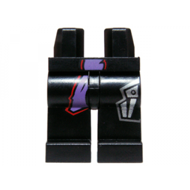 black hips and legs with purple sash and silver mechanical pattern