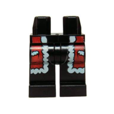 black hips and legs with red santa robe with white trim and pockets pattern