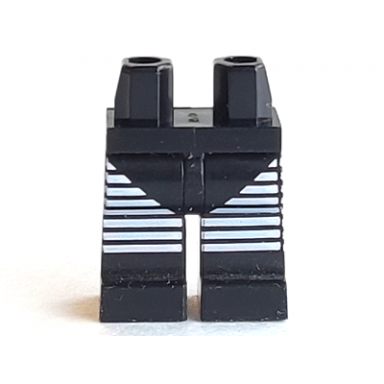 black hips and legs with white graduating stripes pattern