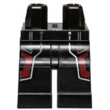black hips and legs with silver and dark red coattails outline pattern ant-man