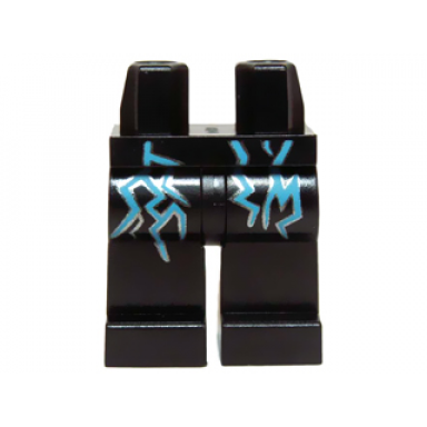 black hips and legs with dark azure and silver lightning pattern