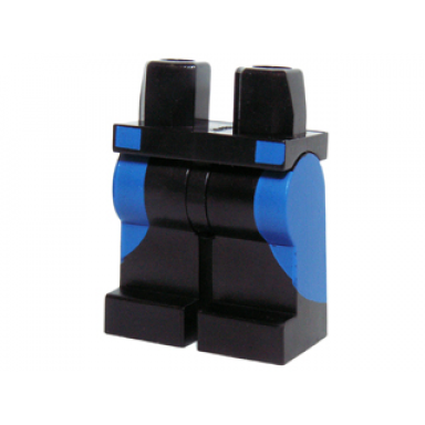 black hips and legs with blue curved panels on front and sides pattern